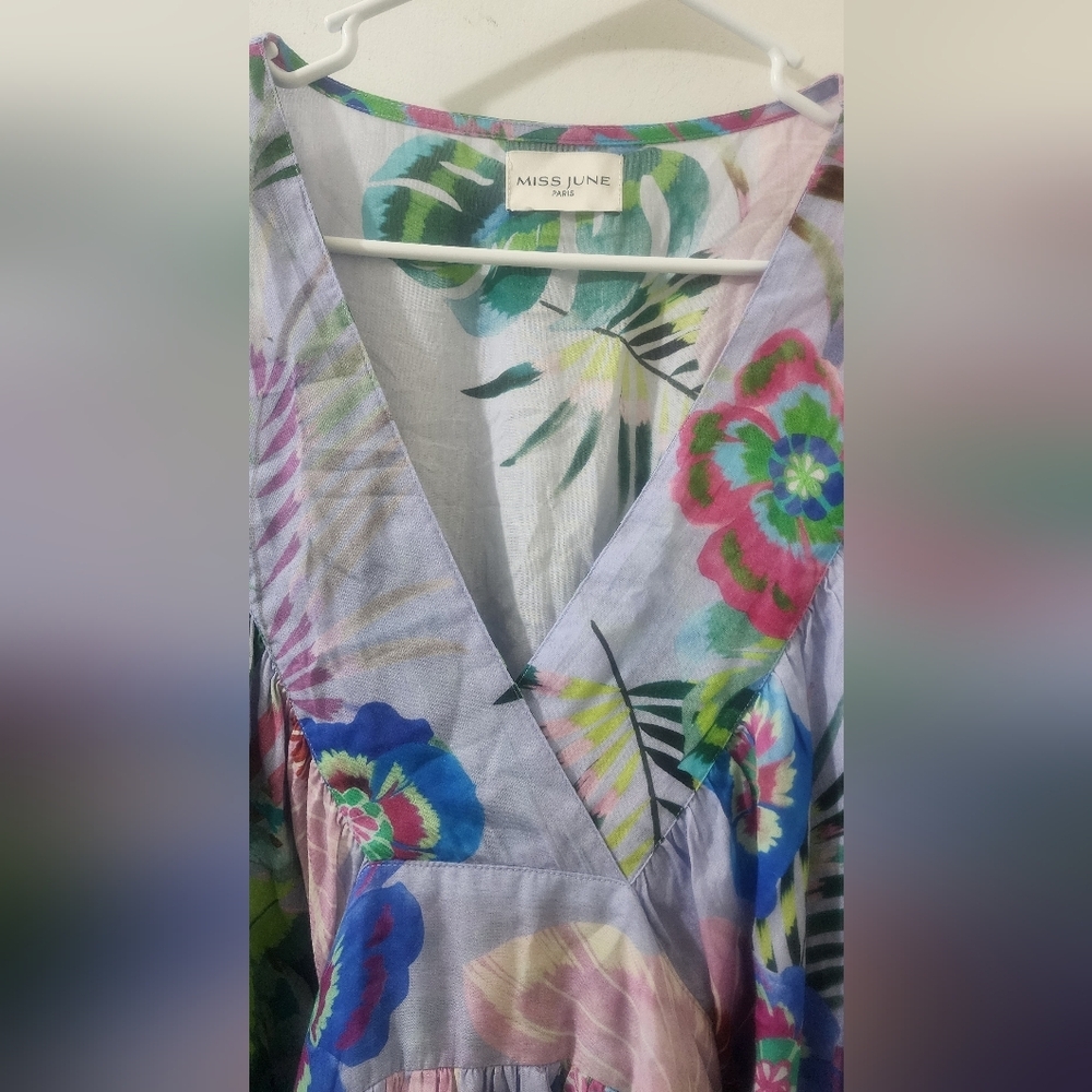 Miss June Paris Floral Long Sleeve Dress, Size Small, 100 % Modal - Picture 2 of 11